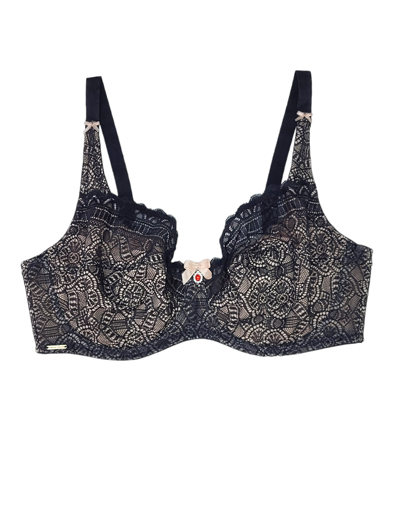 Biustonosz miękki na fiszbinach czarny z beżowym – Lanny Mode