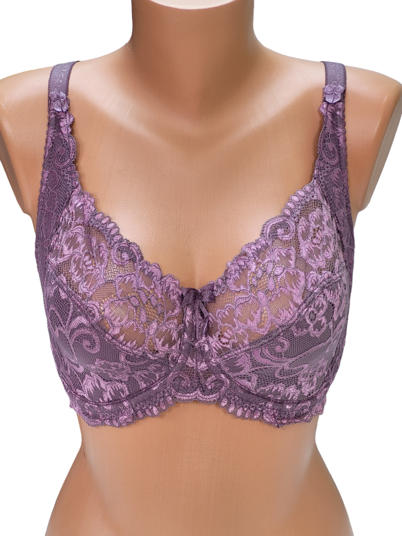 Biustonosz półusztywniany na fiszbinach w odcieniach fioletu