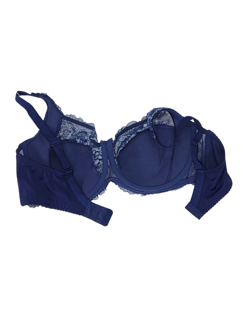 Biustonosz półusztywniany na fiszbinach granatowy z srebrnym