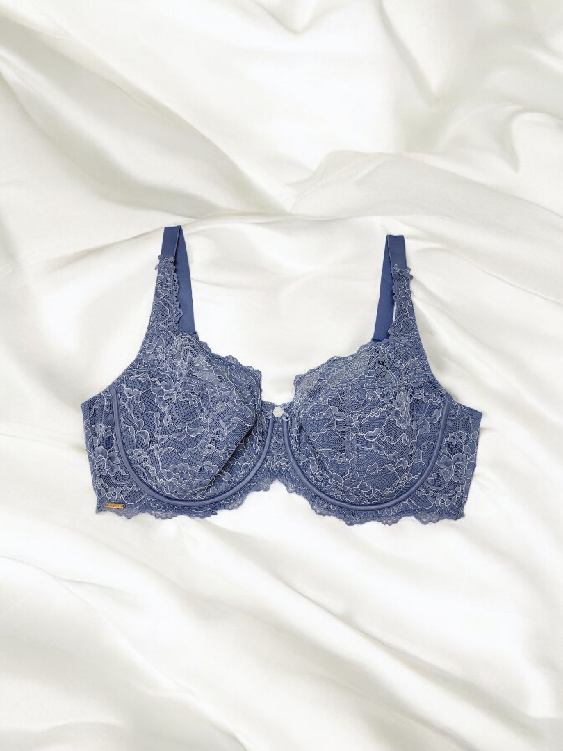 Biustonosz półusztywniany na fiszbinach w kolorze dżinsowym – Lanny Mode