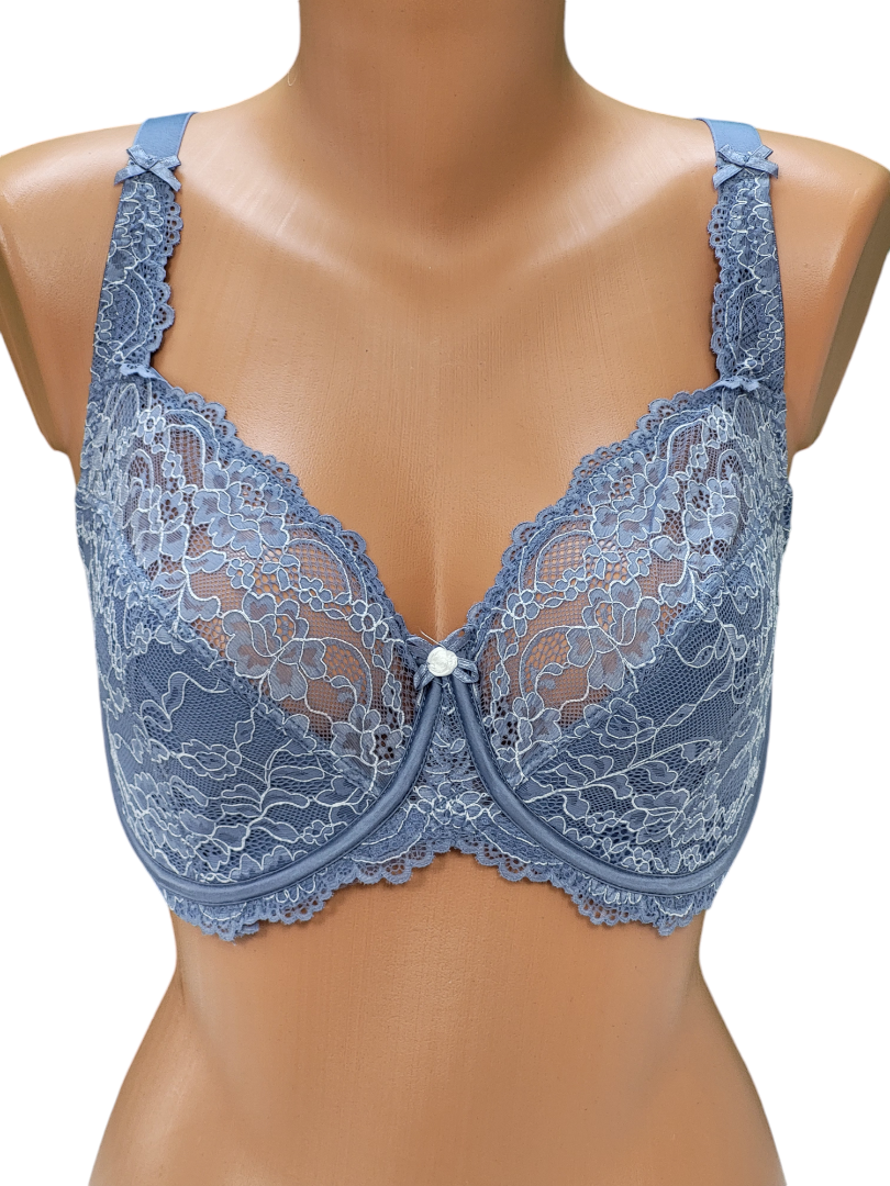 Biustonosz półusztywniany na fiszbinach w kolorze dżinsowym – Lanny Mode