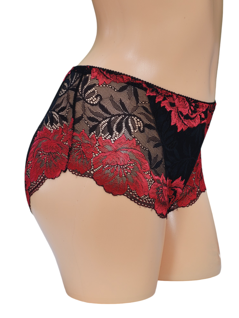 Majtki Damskie Czarne z Czerwonym - Fulina751