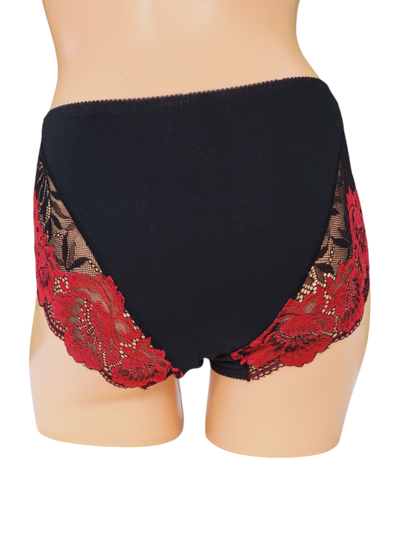 Majtki Damskie Czarne z Czerwonym - Fulina751