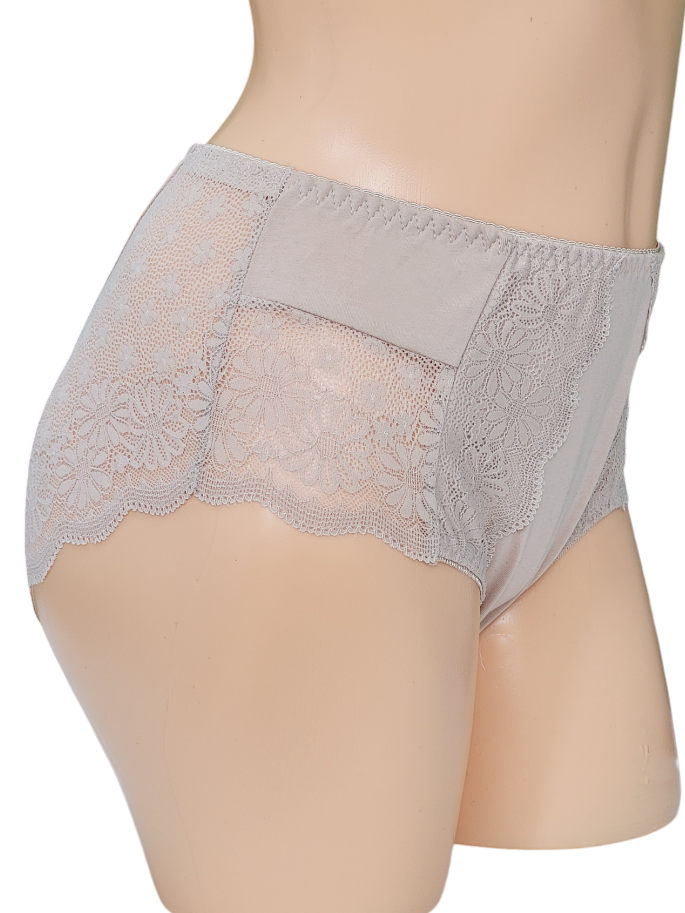 Majtki Damskie Jednokolorowe z Koronką – beżowe