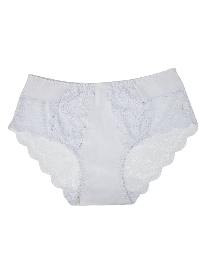 Majtki Damskie Jednokolorowe z Koronką – białe