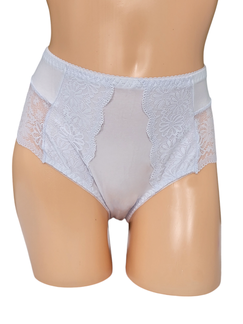 Majtki Damskie Jednokolorowe z Koronką – białe
