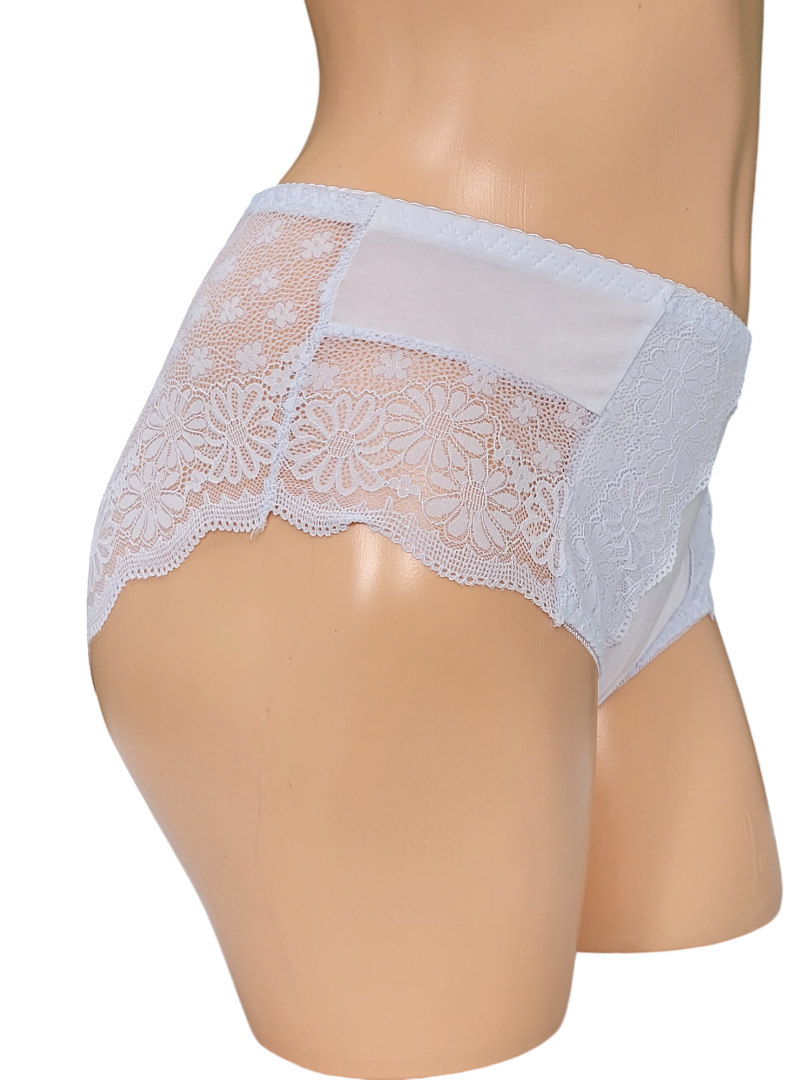 Majtki Damskie Jednokolorowe z Koronką – białe