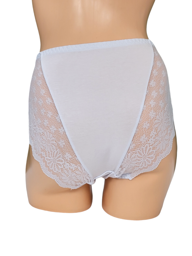 Majtki Damskie Jednokolorowe z Koronką – białe