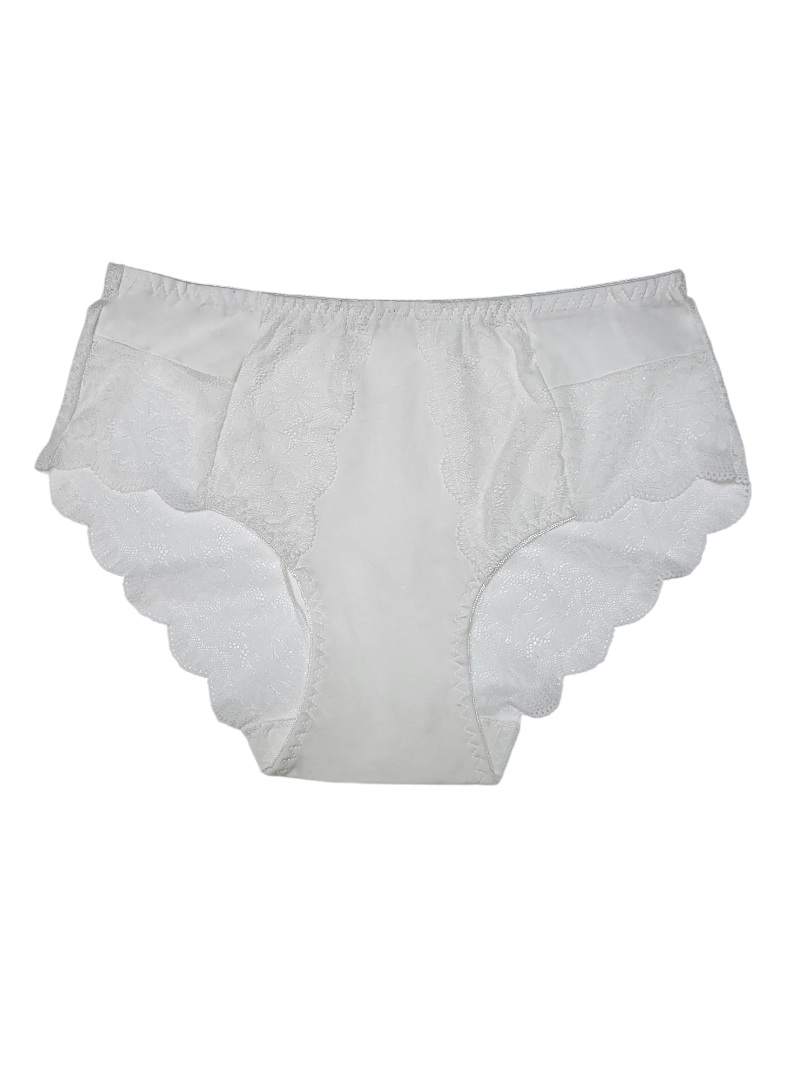 Majtki Damskie Jednokolorowe z Koronką – kremowe