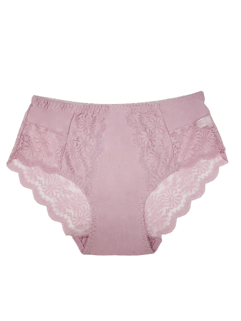 Majtki Damskie Jednokolorowe z Koronką – różowe