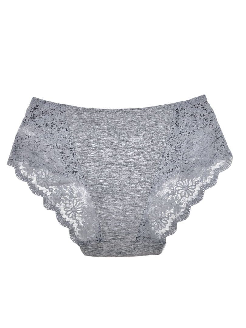 Majtki Damskie Jednokolorowe z Koronką – kremowe