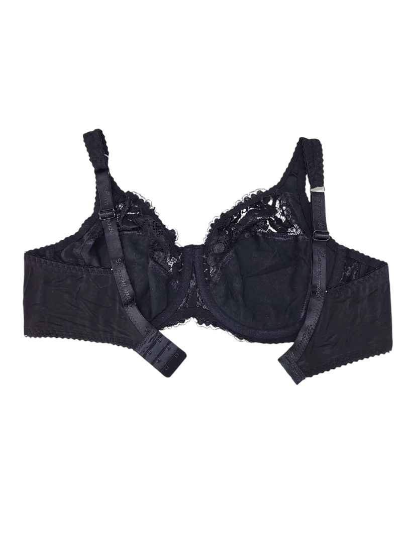 Biustonosz miękki na fiszbinach czarny z motywem kwiatowym – Lanny Mode