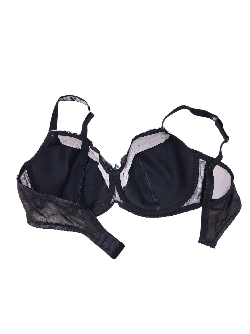 Biustonosz półusztywniany na fiszbinach w w kwiatki, czarno różowy – Lanny Mode