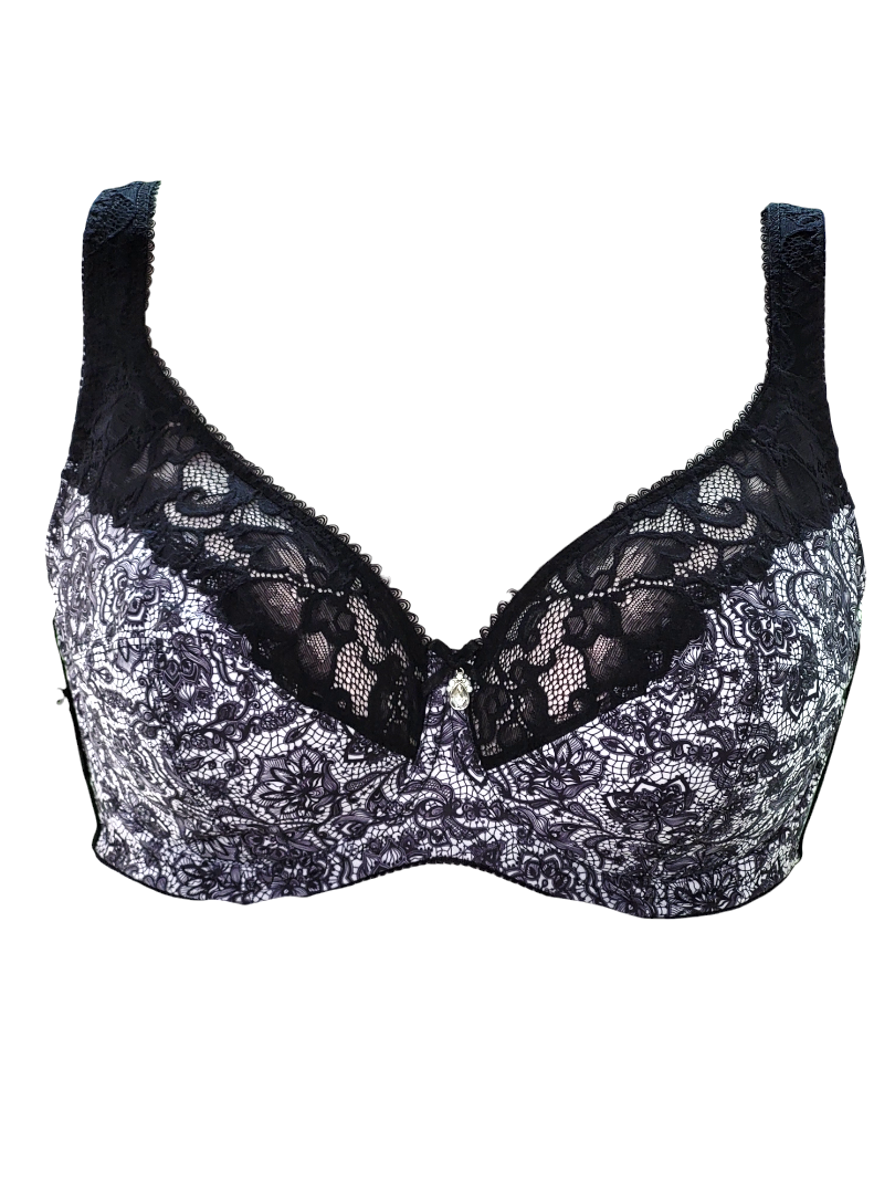 Biustonosz Miękki na Fiszbinach czarny z białym – Lanny Mode