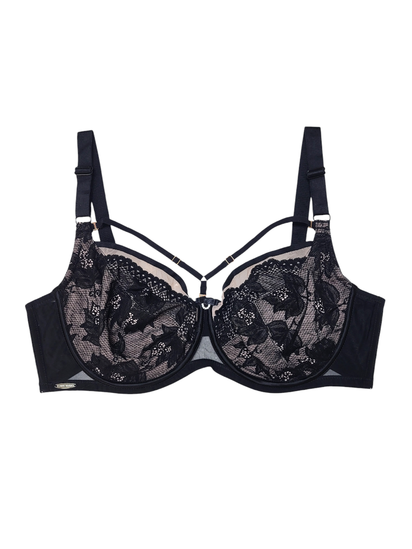 Biustonosz Miękki na Fiszbinach z odpinanymi strapsami, czarny z beżem – Lanny Mode