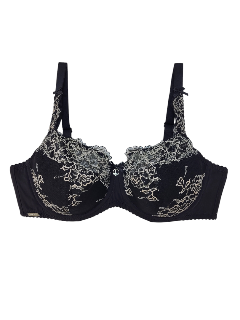 Biustonosz półusztywniany na fiszbinach czarny/beż – Lanny Mode