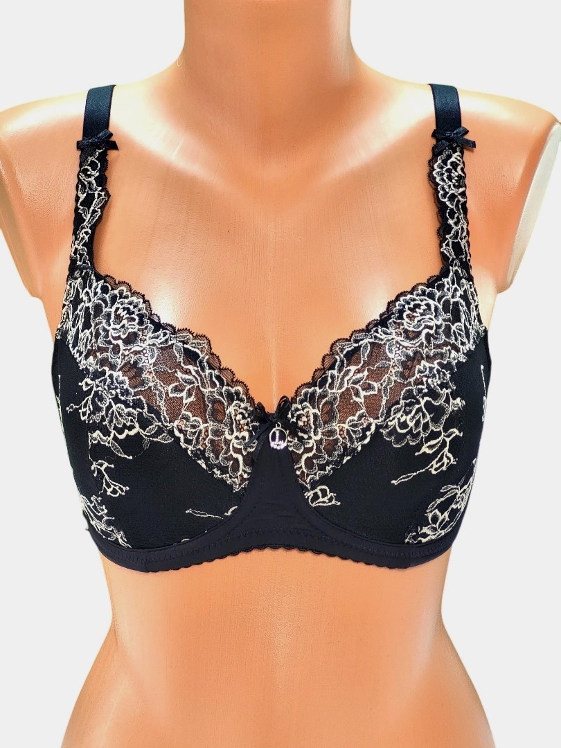 Biustonosz półusztywniany na fiszbinach czarny/beż – Lanny Mode