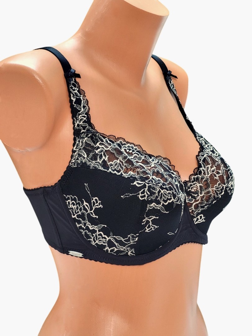 Biustonosz półusztywniany na fiszbinach czarny/beż – Lanny Mode