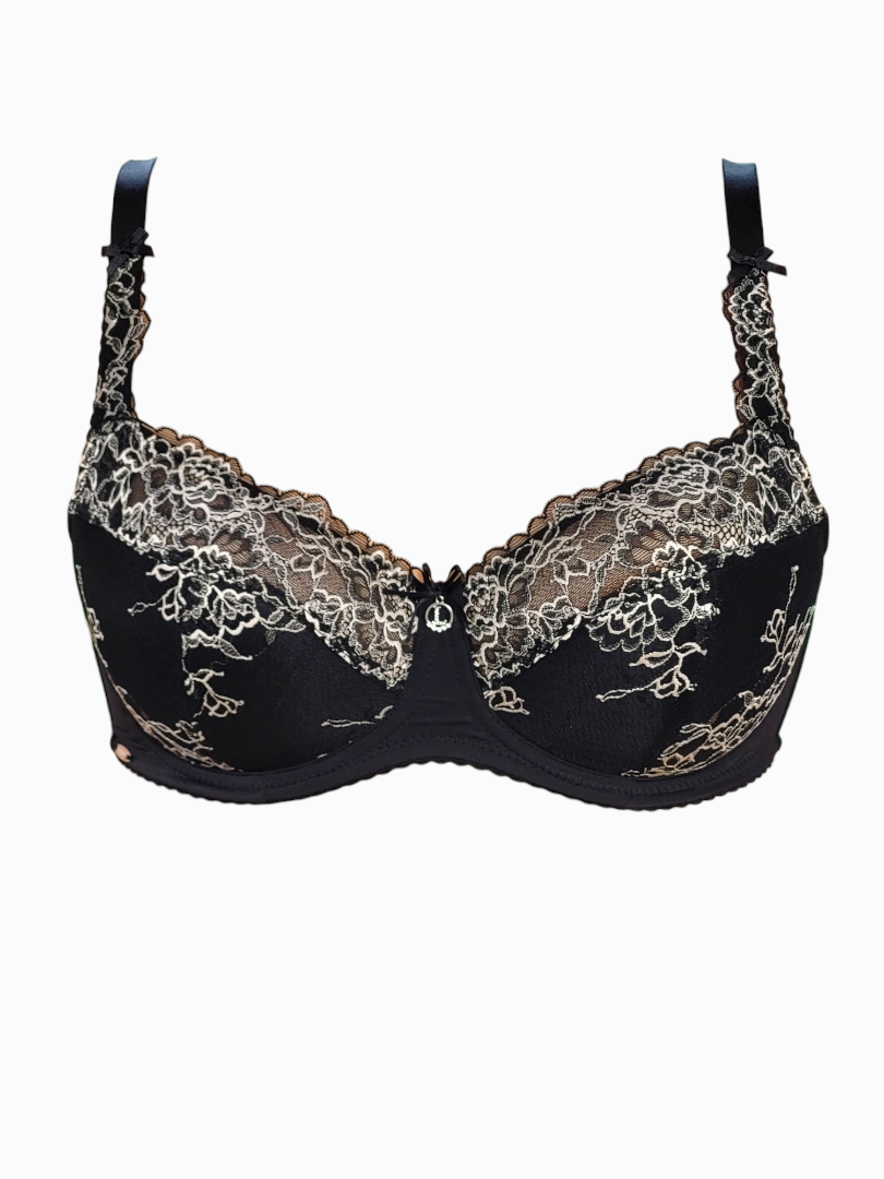 Biustonosz półusztywniany na fiszbinach czarny/beż – Lanny Mode