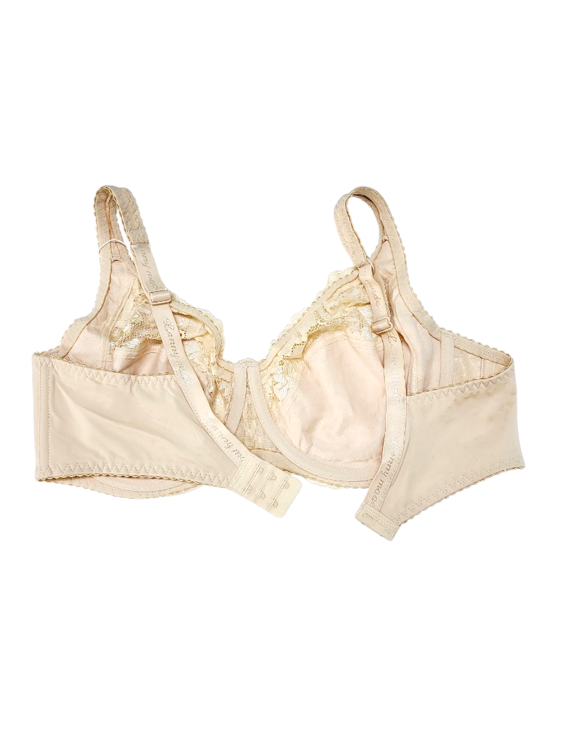 Biustonosz miękki na fiszbinach beżowy z motywem kwiatowym – Lanny Mode