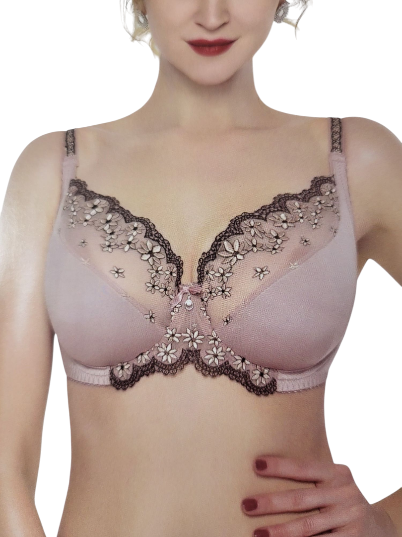 Biustonosz półusztywniany Lanny Mode w kolorze pudrowym