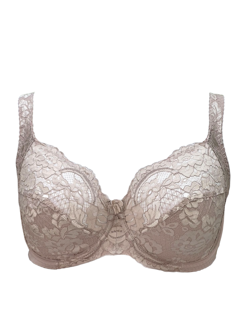 Biustonosz Miękki na Fiszbinach – Pudrowy  z motywem kwiatowym  z firmy Lanny Mode