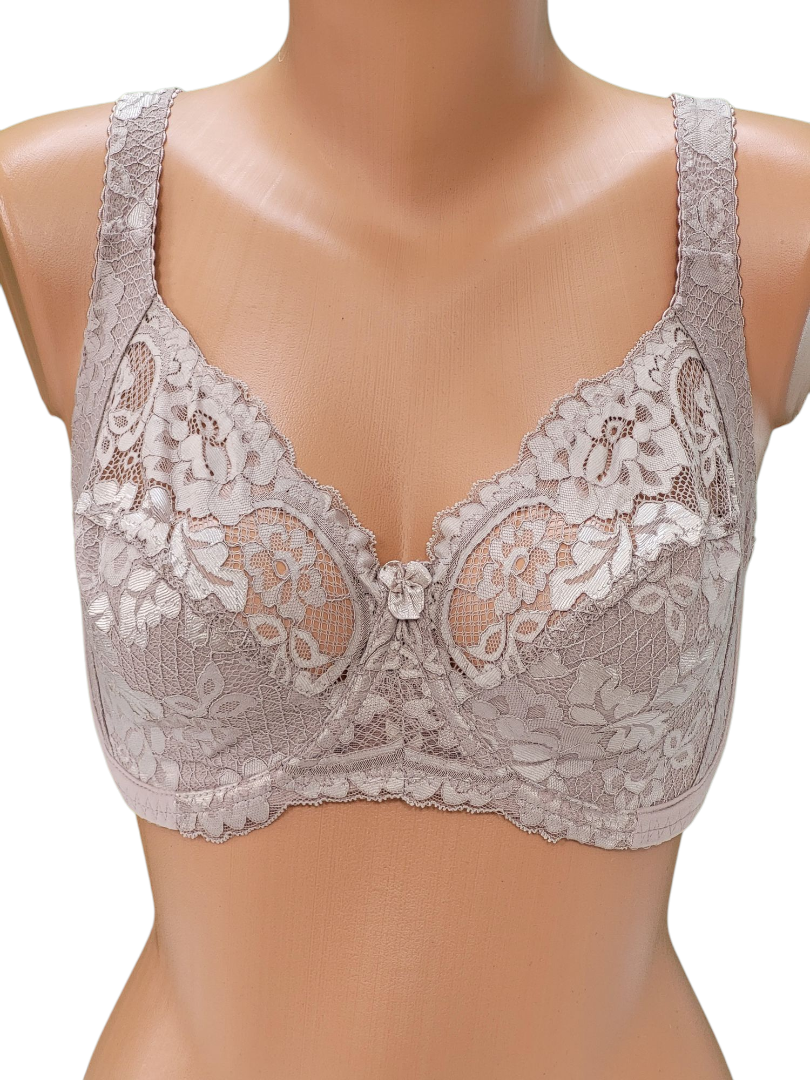 Biustonosz Miękki na Fiszbinach – Pudrowy  z motywem kwiatowym  z firmy Lanny Mode