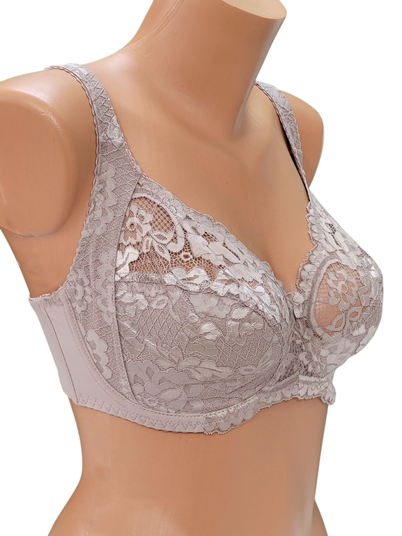 Biustonosz Miękki na Fiszbinach – Pudrowy  z motywem kwiatowym  z firmy Lanny Mode