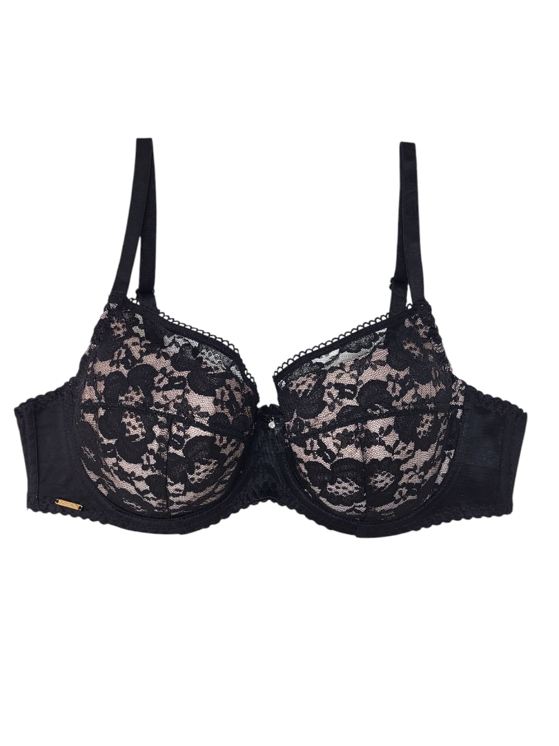 Biustonosz Półusztywniany Lanny Mode Czarny z Beżowym – Kontrastowy Styl i Komfortowe Wsparcie