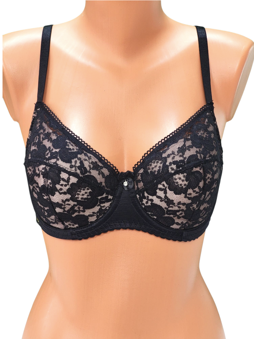 Biustonosz Półusztywniany Lanny Mode Czarny z Beżowym - Kontrastowy Styl i Komfortowe Wsparcie