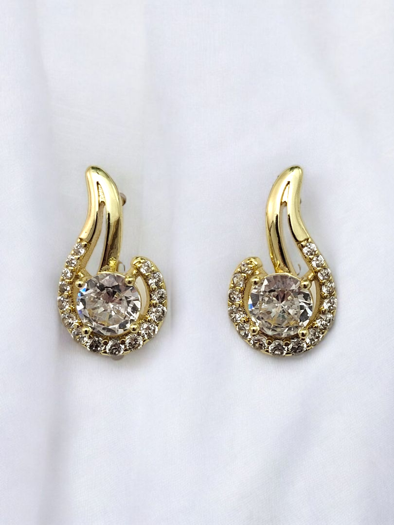 Kolczyki Pozłacane z Cyrkoniami Ze Stali Chirurgicznej KO-001  Milan