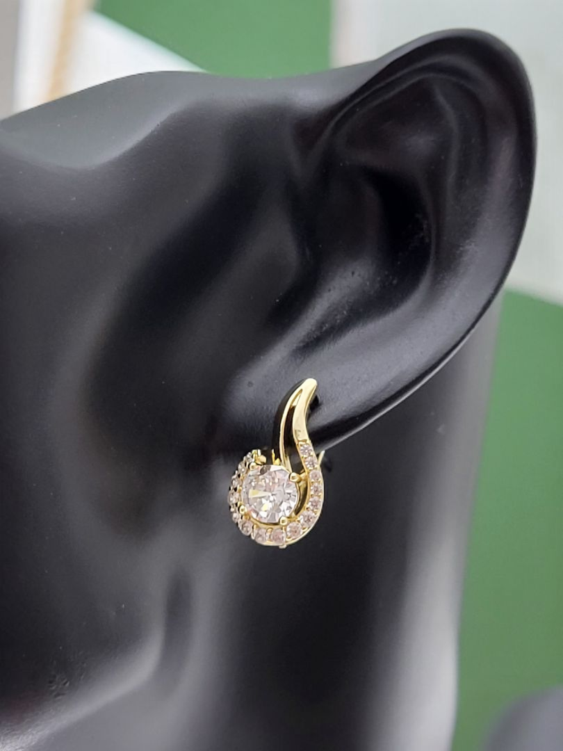 Pozłacane Kolczyki z Cyrkoniami Ze Stali Chirurgicznej - Styl Milano