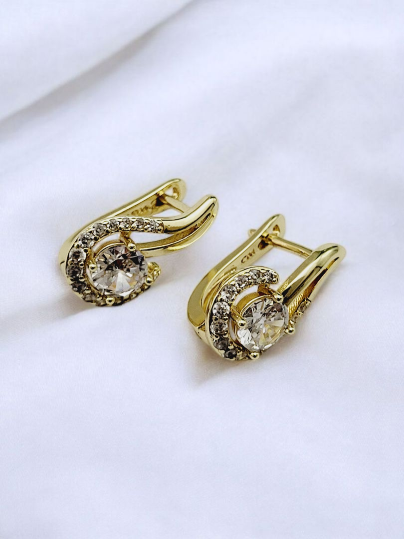 Pozłacane Kolczyki z Cyrkoniami Ze Stali Chirurgicznej - Styl Milano