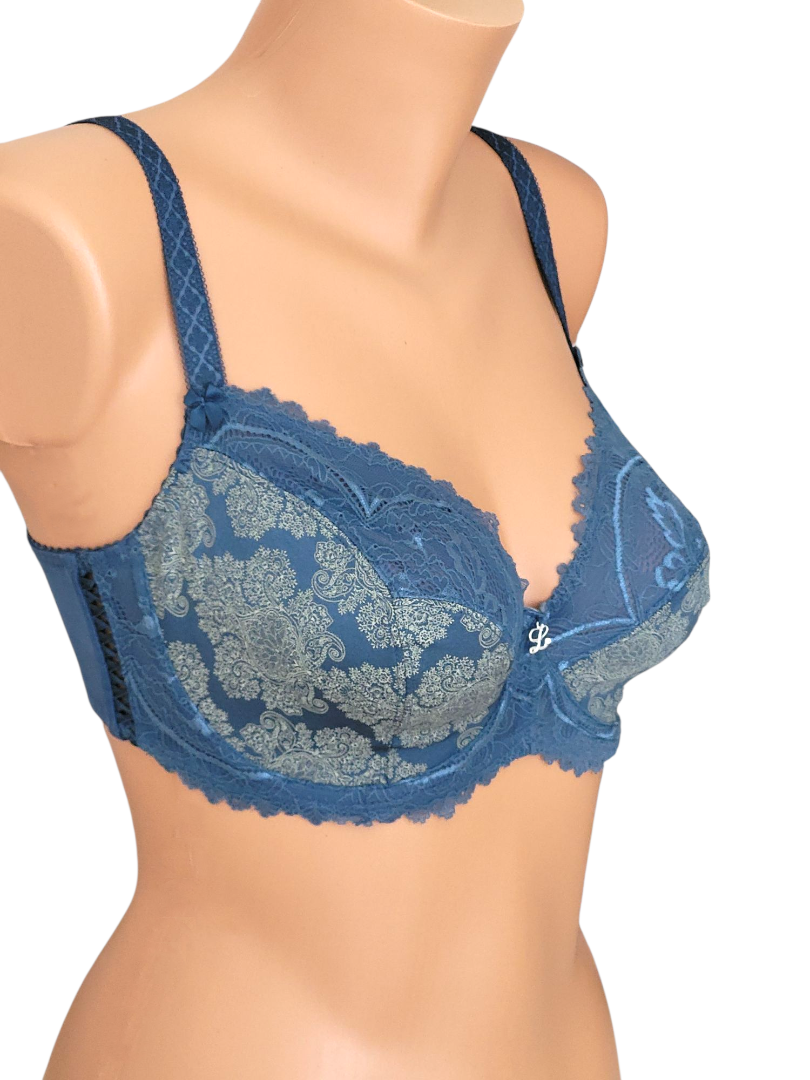 Biustonosz miękki na fiszbinach niebieski Lanny Mode