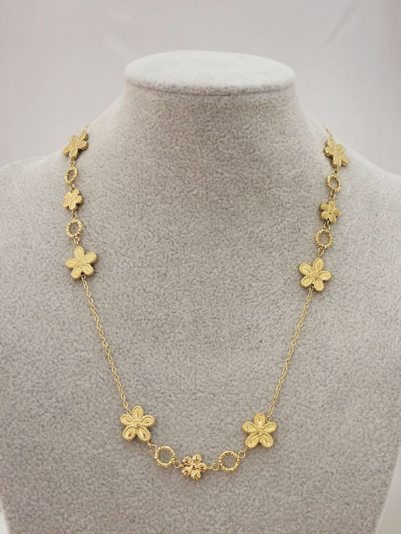 Naszyjnik Stal Chirurgiczna Pozłacany Celebrytka Kwiat – Blueberry