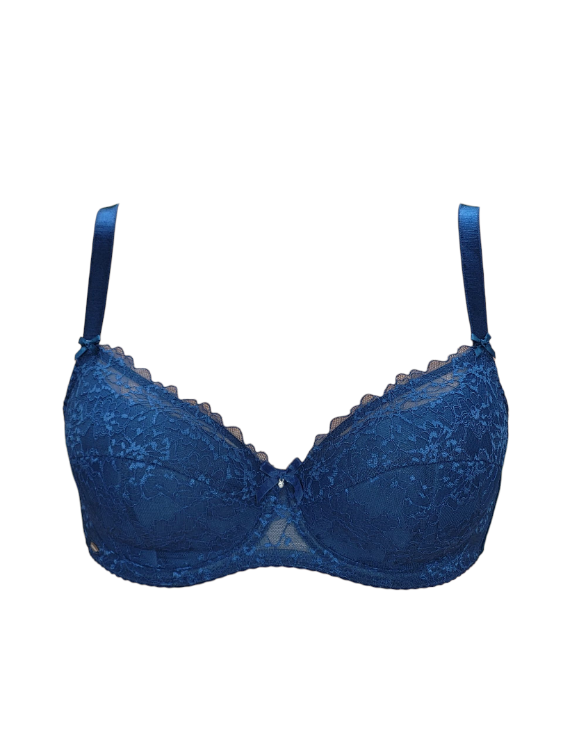 Biustonosz damski granatowy Lanny Mode półusztywniany z fiszbinami.