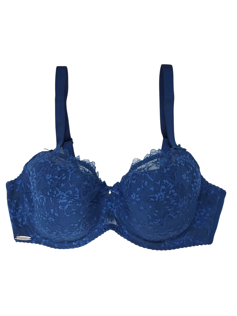Półusztywniany biustonosz damski na fiszbinach – granatowy model Lanny Mode.