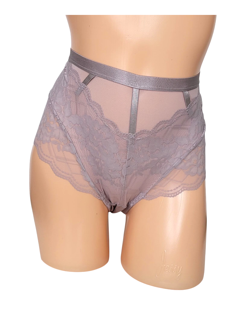 pudrowe majtki damskie z wysokim stanem