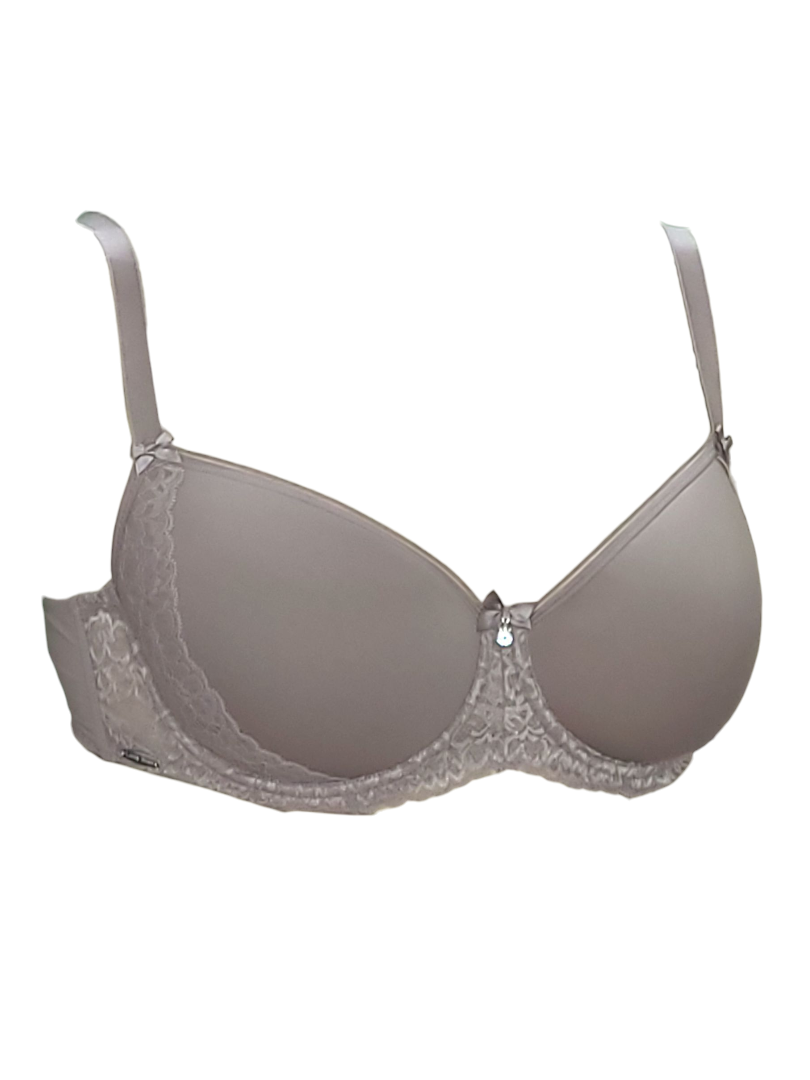 Kobiecy stanik w kolorze fango z fiszbinami.