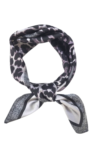 Apaszka czarno-szara damska z motywem panterki
