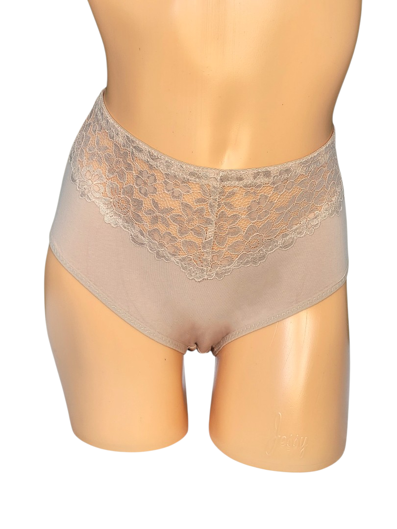 Majtki bawełniane damskie beżowe przód