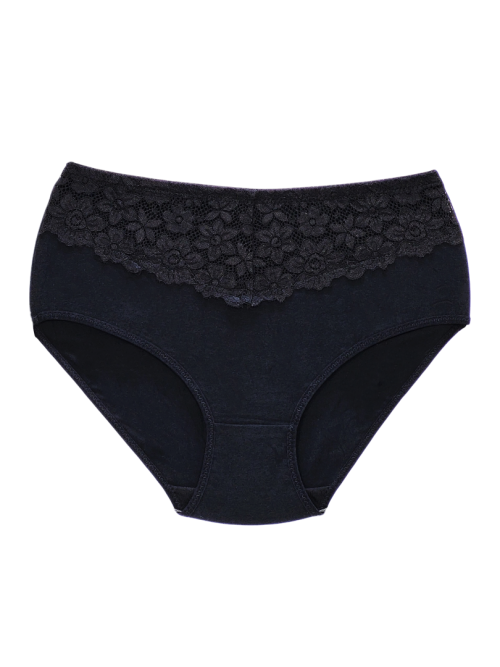 Majtki bawełniane damskie czarne z koronką klasyczne