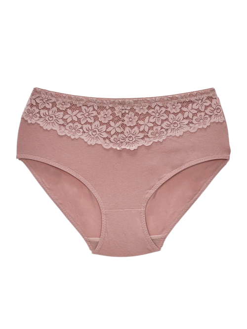 Majtki bawełniane damskie łososiowe z koronką kobiece