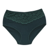 Majtki bawełniane damskie zielone z koronką stylowe