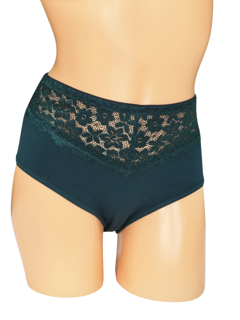 Majtki bawełniane damskie zielone przód