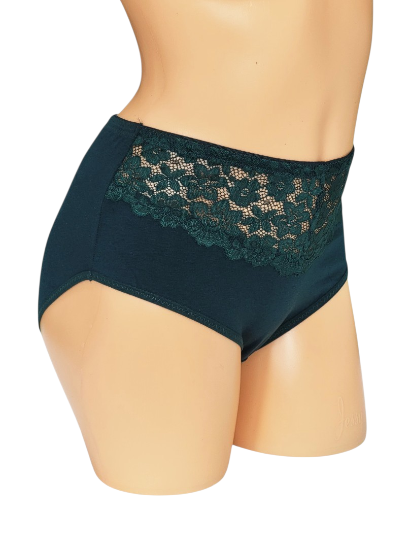 Majtki bawełniane damskie zielone klasyczny fason